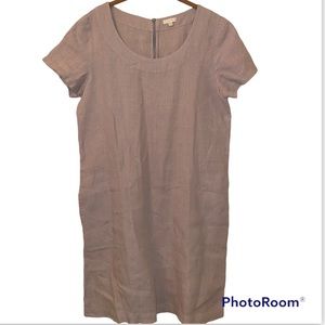 Bensimon Women's Dress Sz M 100% Linen Short Sleeve Khaki Pocket